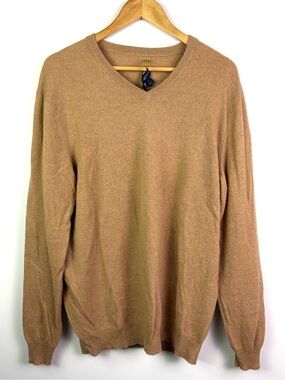NWT Club Room 100% cashmere V-Neck Sweater in Camel Brown size L